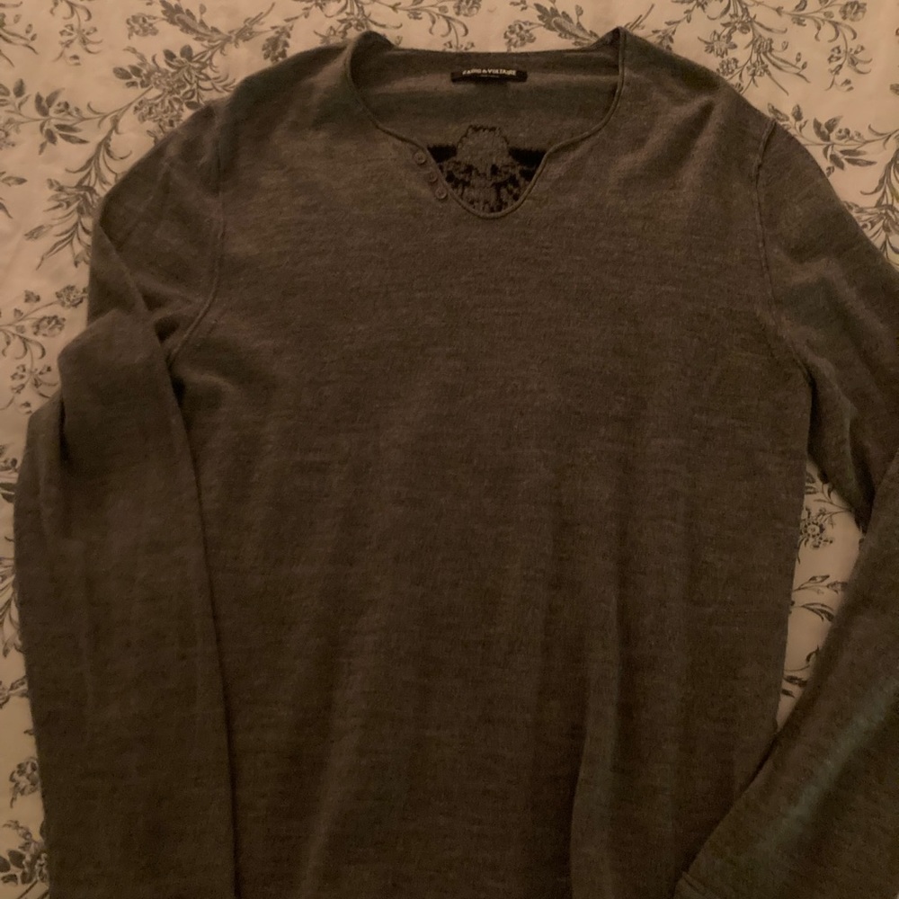 Zadig and Voltaire men’s gray cashmere sweater